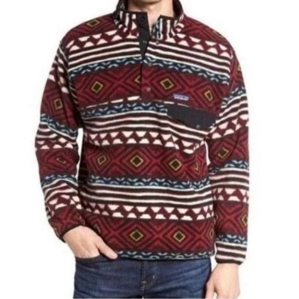 Patagonia Synchilla Fleece Santillo Cinder Red | Size Small